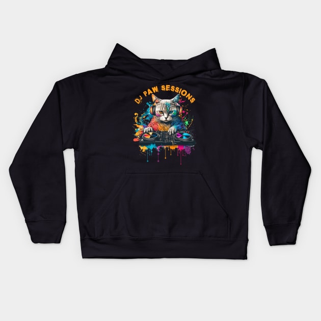 DJ CAT - DJ PAW SESSIONS Kids Hoodie by Bellinna